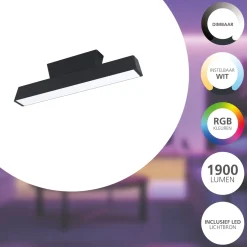 Eglo Connect.Z Smart Taklampa Simolaris Aluminium Svart 16W 1900lm - 827-865 Justerbar Vit | Dimbar