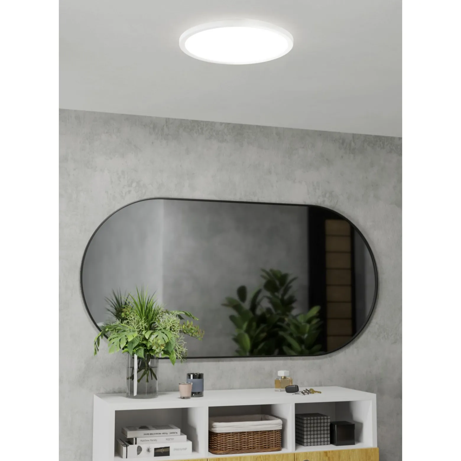 Eglo Taklampa Rovito-r Plast Vit 185W 2300lm - 827-865 Justerbar Vit | 389mm - IP44 - Dimbar