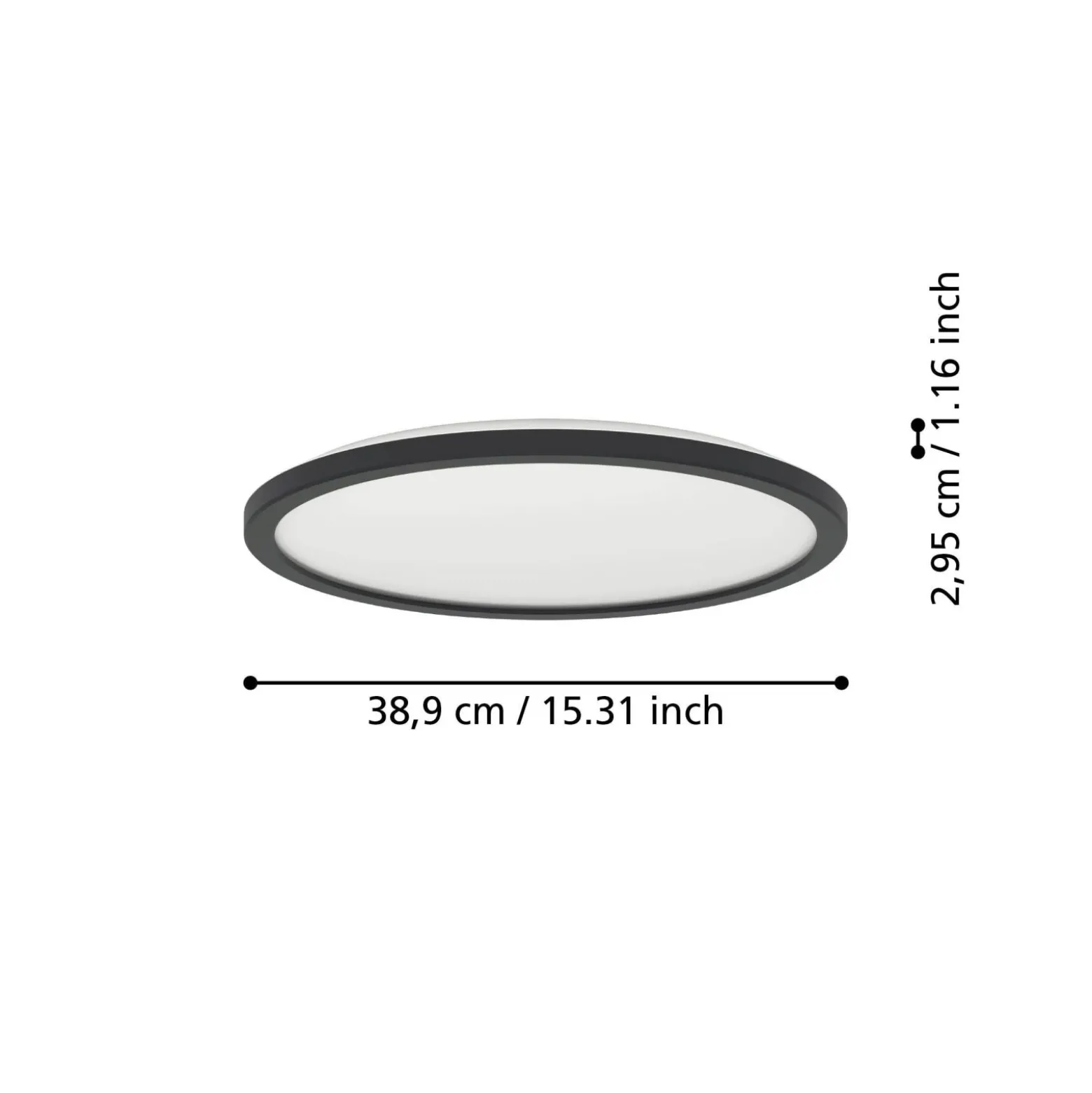 Eglo Taklampa Rovito-r Plast Svart 185W 2300lm - 827-865 Justerbar Vit | 389mm - IP44 - Dimbar