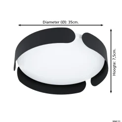 Eglo Taklampa Valcasotto Stål Svart Vit 20W 2400lm - 830 Varm Vit | 370mm