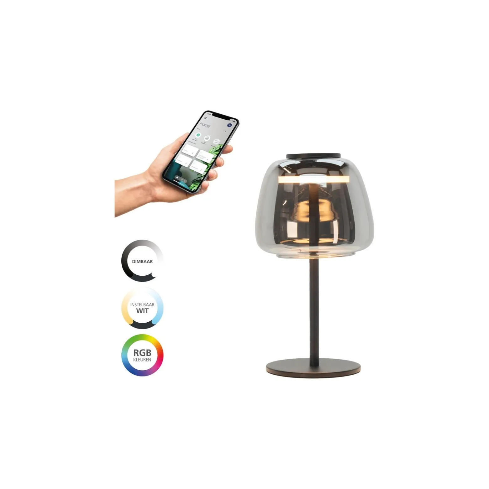 Eglo Bordslampa Alfero-Z Stål Svart 7.7W 1000lm - 827-865 Justerbar Vit + RGB | IP20 - Zigbee Dimbar