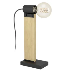 Eglo Bordslampa Bailrigg Stål Svart Trä | Passande För 1x E27