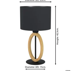 Eglo Bordslampa Basildon 1 Stål Svart Trä | Passande För 1x E27