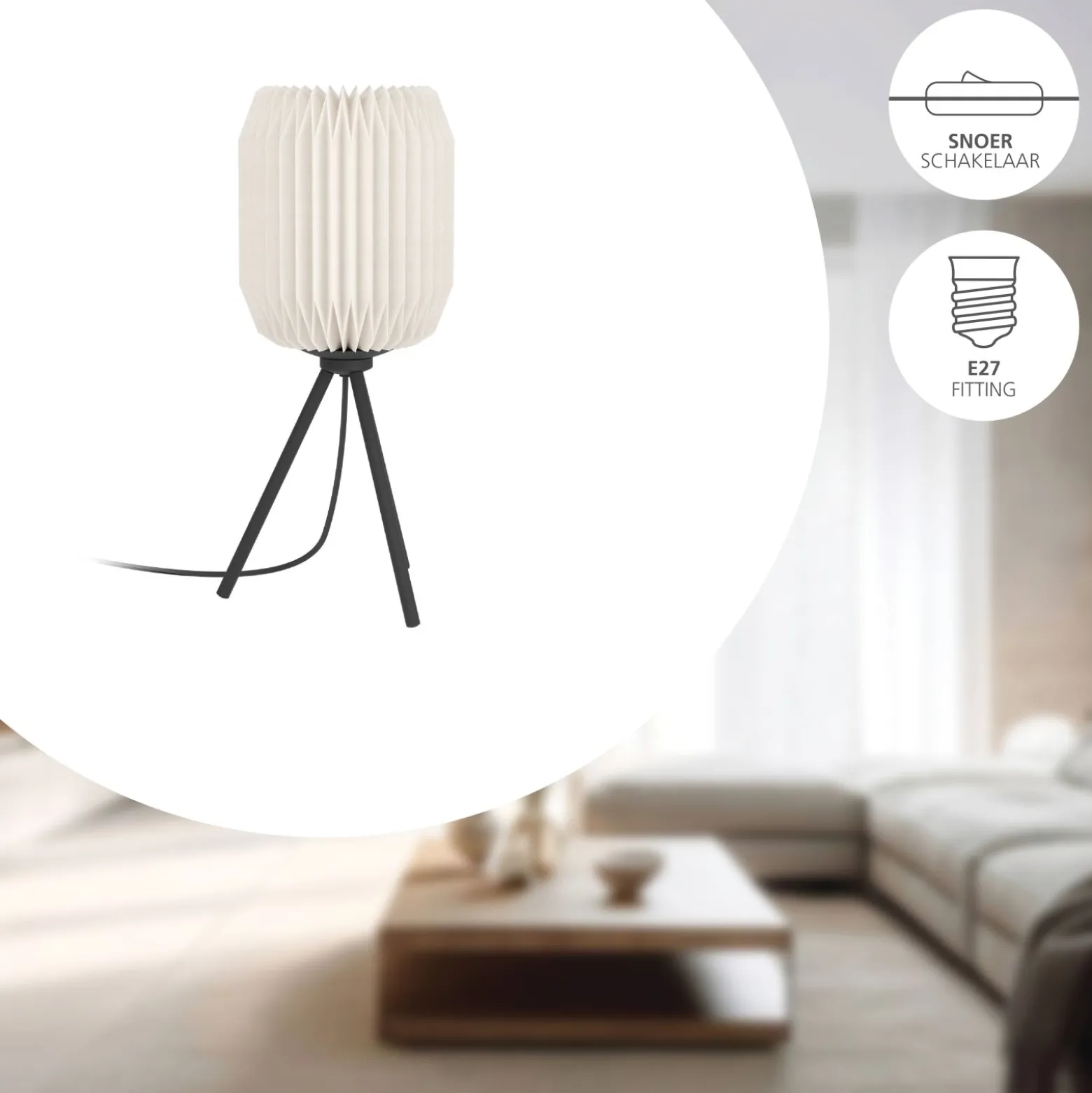 Eglo Bordslampa Belgrave Stål Svart Vit | Passande För 1x E27