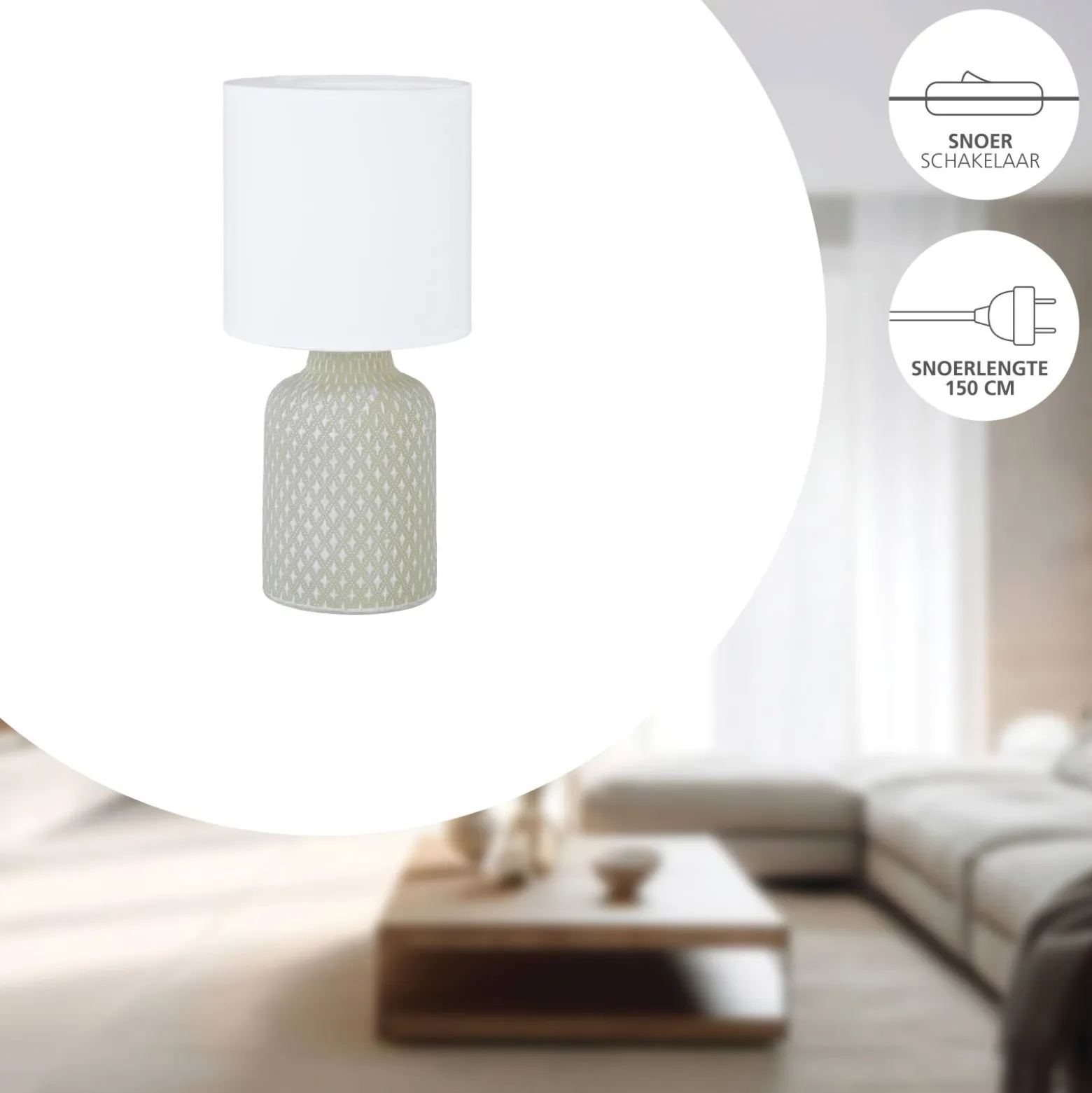 Eglo Bordslampa Bellariva Ceramic Grå | Passande För 1x E14