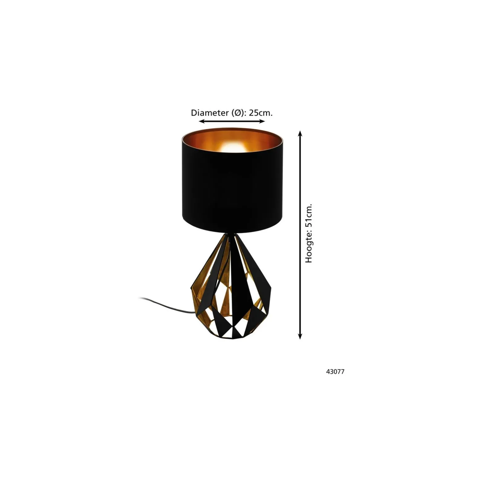 Eglo Bordslampa Carlton 5 Stål Svart Koppar | IP20 - Passande för 1x E27