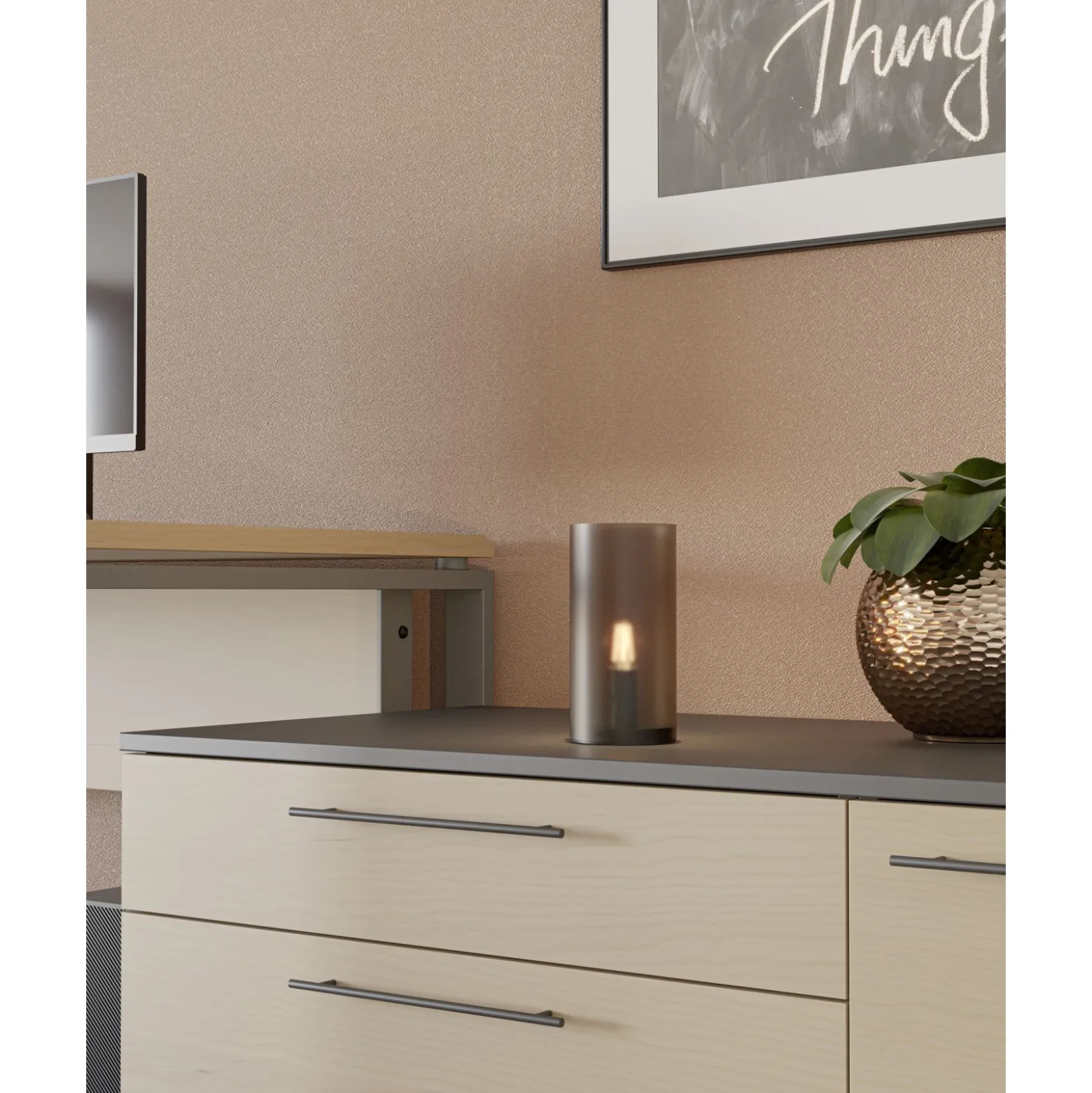 Eglo Bordslampa Geo Glas Beige | Passande För 1x E14