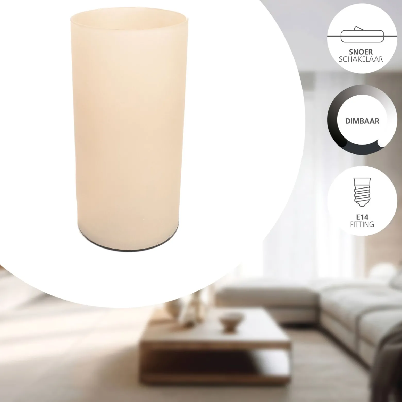 Eglo Bordslampa Geo Glas Beige | Passande För 1x E14