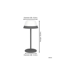 Eglo Bordslampa Meggiano Grå 1W 170lm - 830 Varm Vit | IP54 - Touch Dimbar