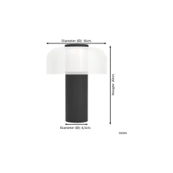 Eglo Bordslampa Ponente Stål Svart 2W 250lm - 824-840 Justerbar Vit | IP54 - Touch Dimbar