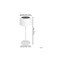 Eglo Bordslampa Roccanova Solar Stål Vit 2W 270lm - 830 Varm Vit | IP44 - Touchdimmerbar - USB-C