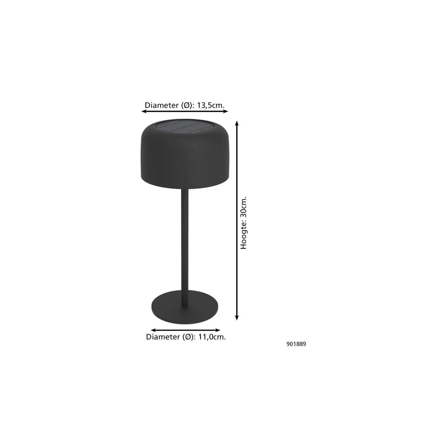 Eglo Bordslampa Roccanova Solar Stål Svart 2W 270lm - 830 Varm Vit | IP44 - Touchdimmerbar - USB-C