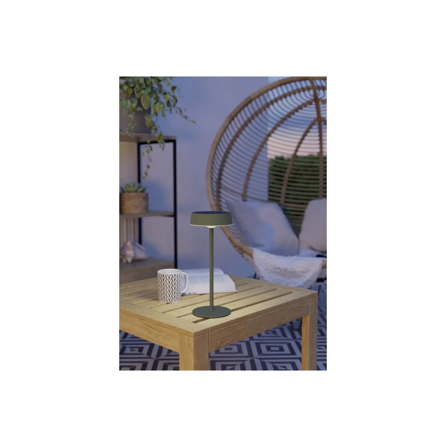Eglo Bordslampa Simeri Solar Stål Grön 3W 250lm - 830-860 Justerbar Vit | IP44 - Touchdimmerbar - USB-C