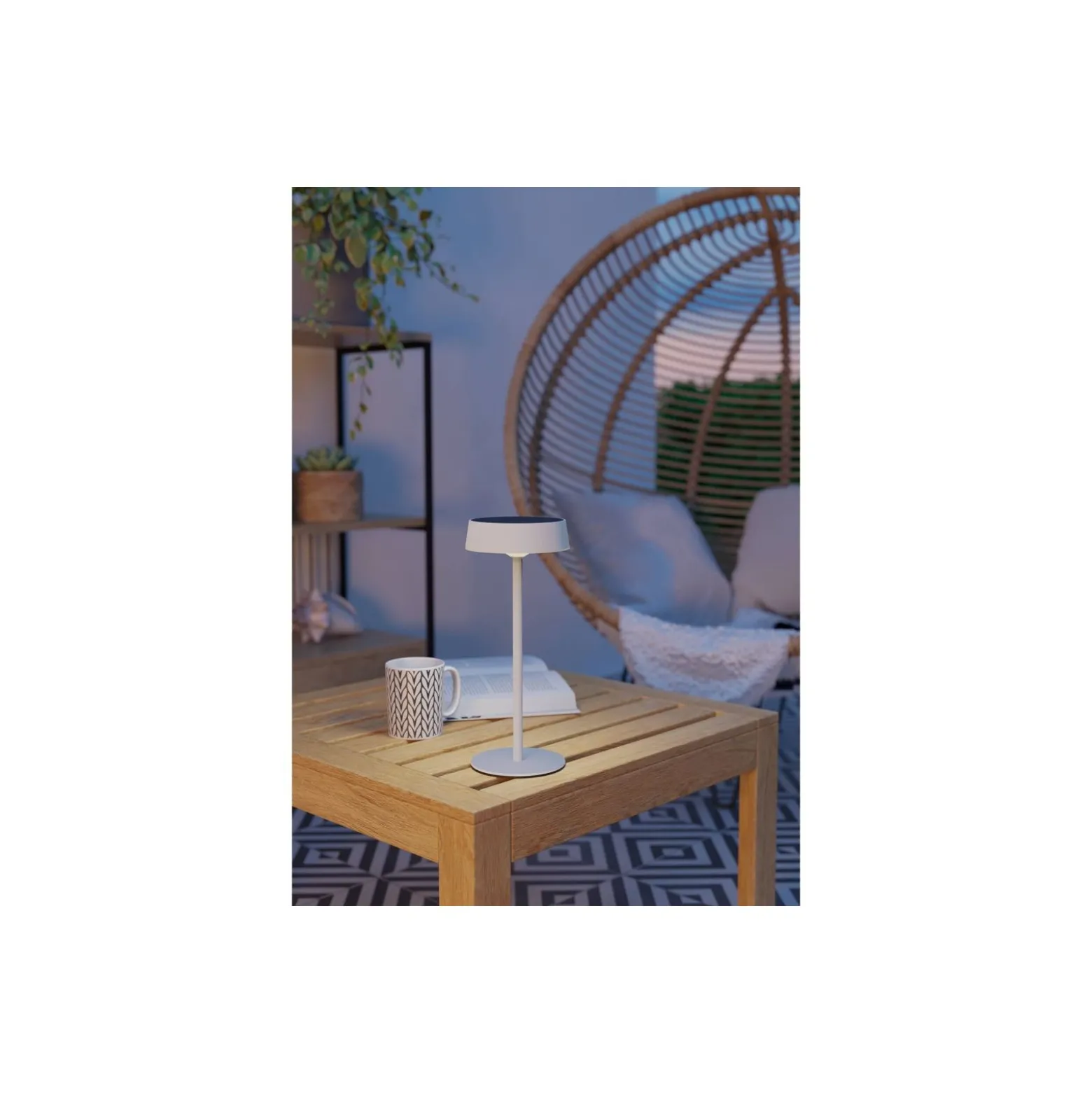 Eglo Bordslampa Simeri Solar Stål Vit 3W 250lm - 830-860 Justerbar Vit | IP44 - Touchdimmerbar - USB-C