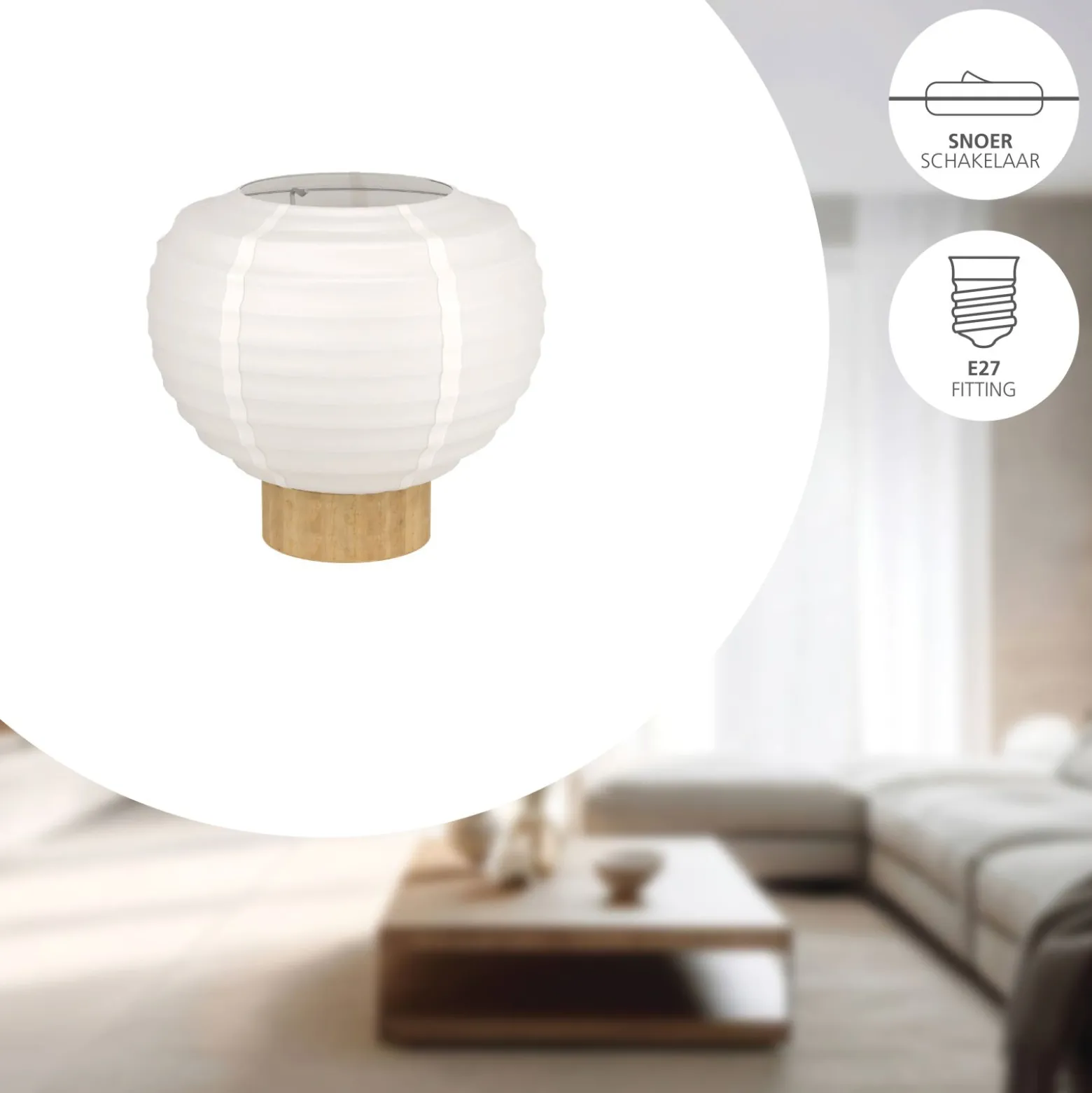 Eglo Bordslampa Summerhill Trä Stål Brun | Passande För 1x E27