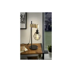 Eglo Bordslampa Townshend 5 Stål Trä Svart | IP20 - Passande för 1x E27