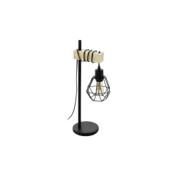 Eglo Bordslampa Townshend 5 Stål Trä Svart | IP20 - Passande för 1x E27