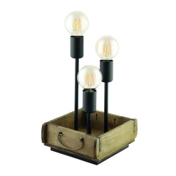 Eglo Bordslampa Wootton Trä Stål Brun Svart | Passande För 3x E27