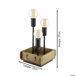 Eglo Bordslampa Wootton Trä Stål Brun Svart | Passande För 3x E27