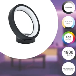 Eglo Connect.Z Smart Bordslampa Marghera- Stål Svart 15W 1700lm - 827-865 Justerbar Vit | Dimbar