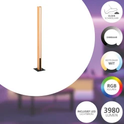 Eglo Connect.Z Smart Golvlampa Anchorena-Z Trä Svart 34W 3960lm - 827-865 Justerbar Vit | Dimbar