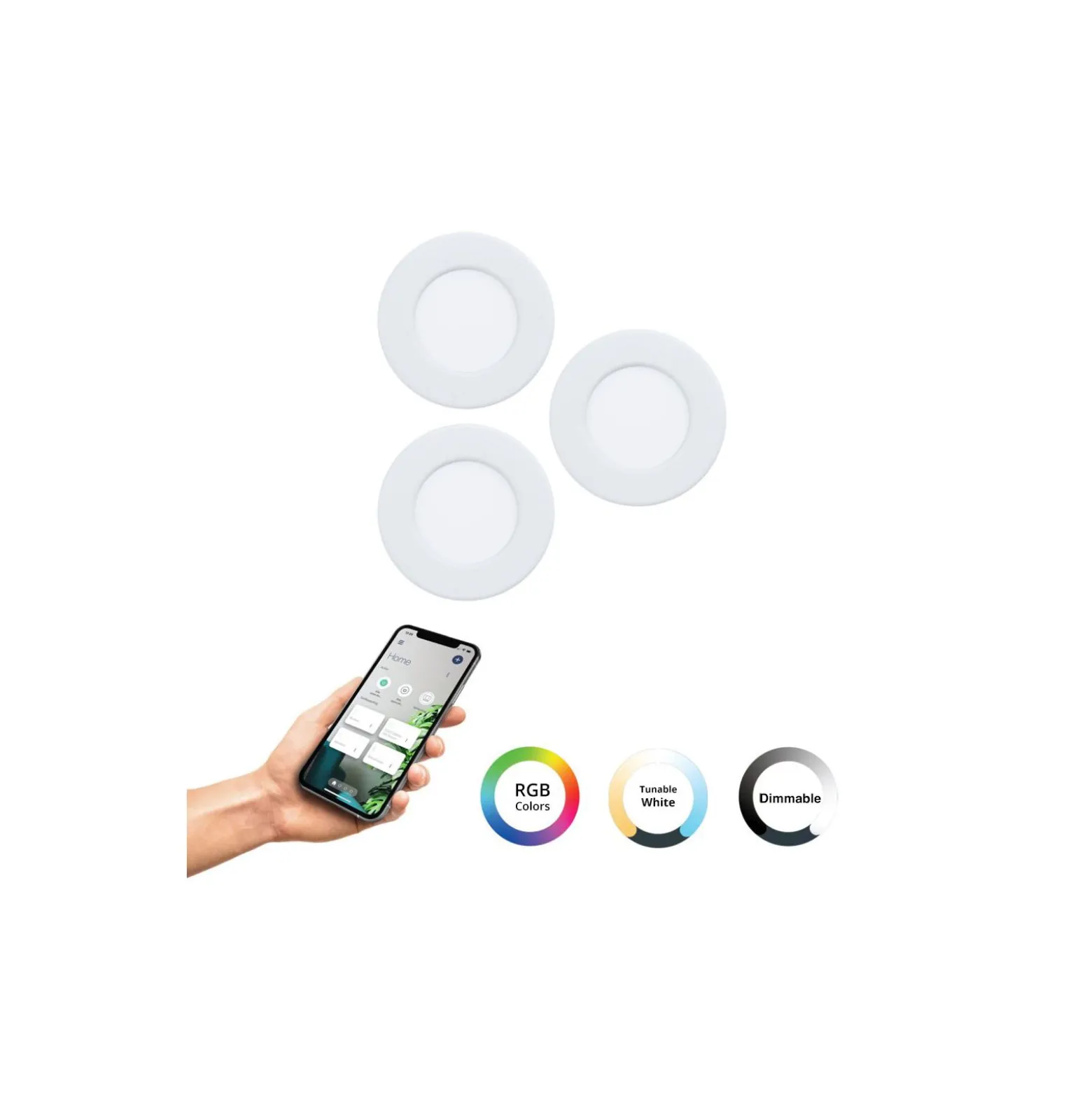 Eglo Connect.Z Smart Infälld Spot Badrumsbelysning Fueva 6-Z Plast Vit 8.4W 1020lm - 827-865 Justerbar Vit + RGB | Dimbar