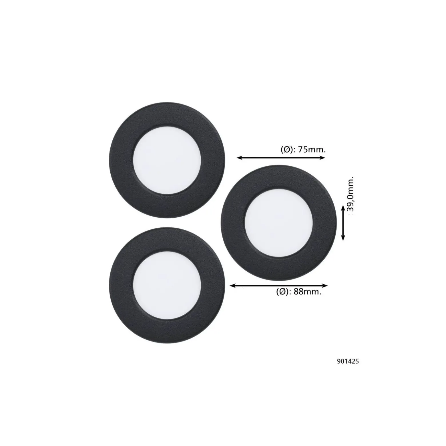Eglo Connect.Z Smart Infälld Spot Badrumsbelysning Fueva 6-Z Plast Svart 8.4W 1020lm - 827-865 Justerbar Vit + RGB | Dimbar