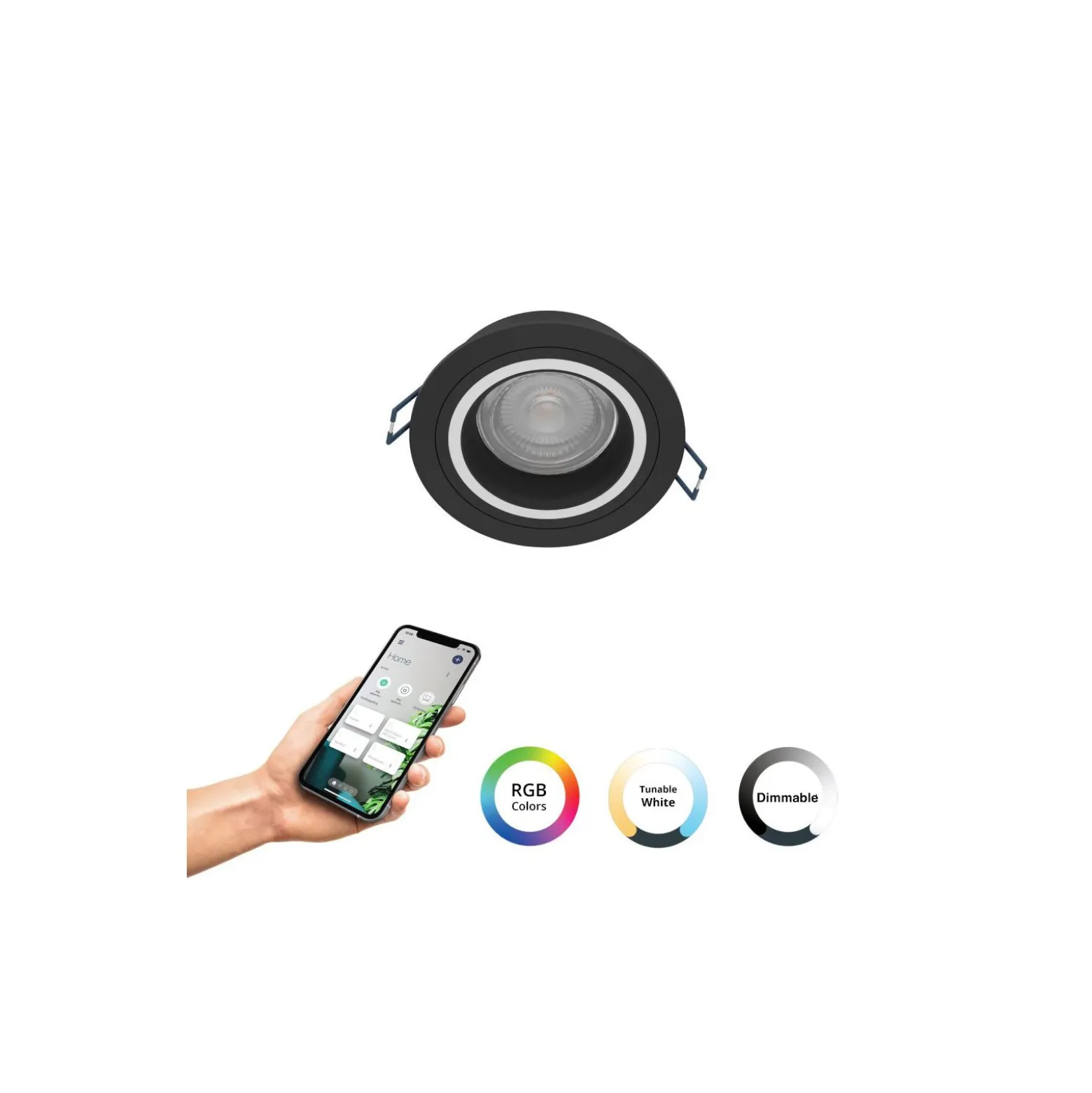 Eglo Connect.Z Smart Infälld Spot Carosso-Z Aluminium Svart 4.7W 345lm - 827-865 Justerbar Vit + RGB | Dimbar