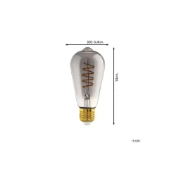 Eglo Connect.Z Smart LED Edison E27 Filament Smokey 4W 150lm - 820 Extra Varm Vit | Dimbar - Ersättare 15W