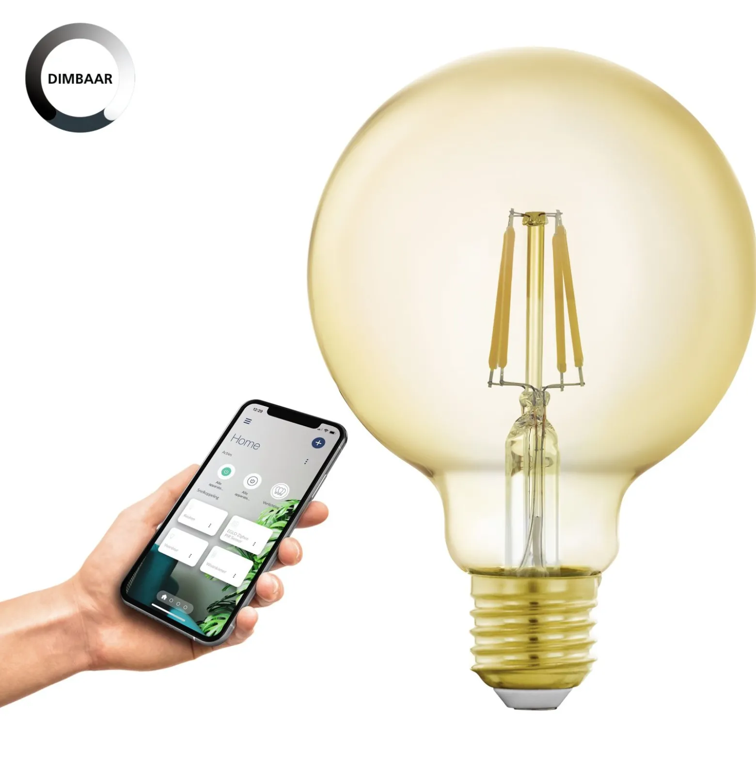 Eglo Connect.Z Smart LED E27 Globe Filament Klar 4W 500lm - 822 Extra Varm Vit | Dimbar - Ersättare 40W