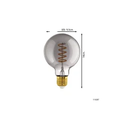 Eglo Connect.Z Smart LED Globe E27 Filament Smokey 4W 150lm - 820 Extra Varm Vit | Dimbar - Ersättare 15W