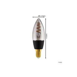 Eglo Connect.Z Smart LED Kronljus E14 Filament Smokey 4W 150lm - 820 Extra Varm Vit | Dimbar - Ersättare 15W