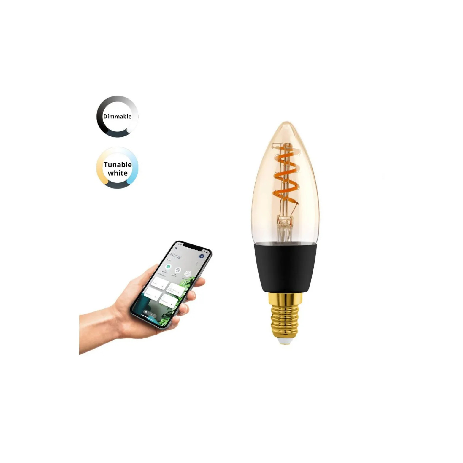 Eglo Connect.Z Smart LED Kronljus E14 Filament Ambar 4.9W 320lm - 827-865 Justerbar Vit | Dimbar - Ersättare 25W