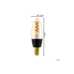 Eglo Connect.Z Smart LED Kronljus E14 Filament Ambar 4.9W 320lm - 827-865 Justerbar Vit | Dimbar - Ersättare 25W