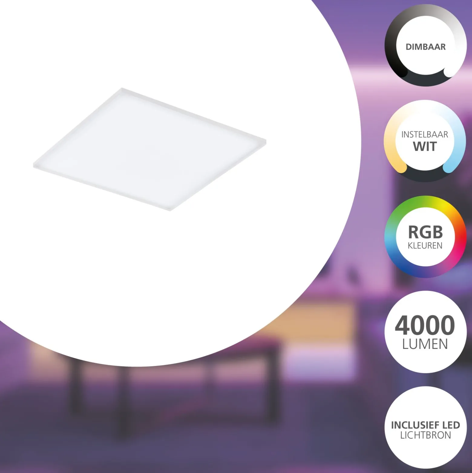 Eglo Connect.Z Smart Taklampa Turcona-Z Stål Vit 5W 666lm - 827-865 Justerbar Vit | Dimbar