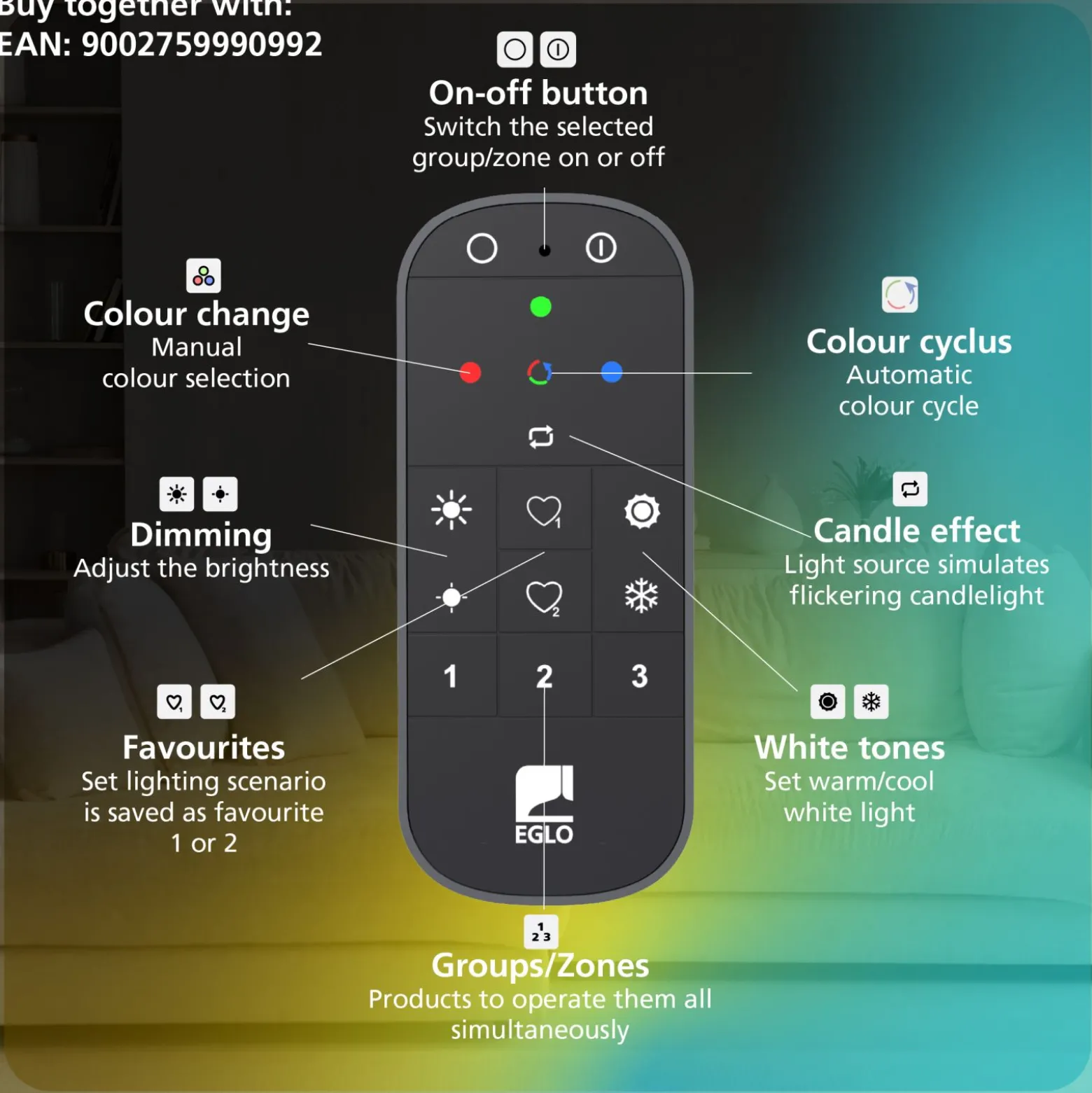 Eglo Connect.Z Smart Taklampa Savatarila-Z Stål Vit 2W 330lm - 827-865 Justerbar Vit | Dimbar