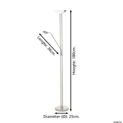 Eglo Golvlampa Baya Led Stål 20W 2700lm - 830 Varm Vit | Dimbar