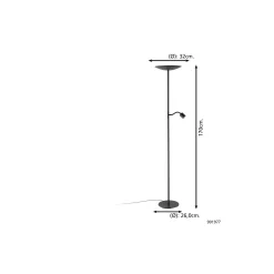 Eglo Golvlampa Conivarino Stål Svart 30.5W 3150lm - 827 Extra Varm Vit | Dimbar