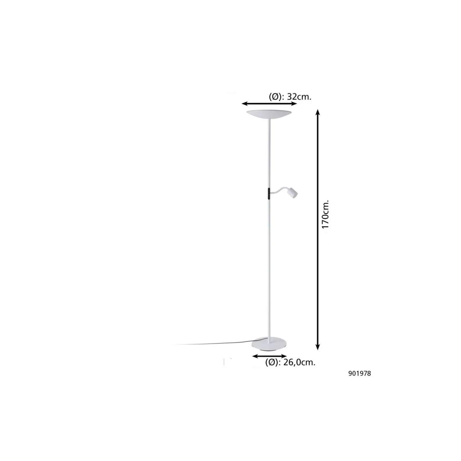 Eglo Golvlampa Conivarino Stål Vit 30.5W 3150lm - 827 Extra Varm Vit | Dimbar