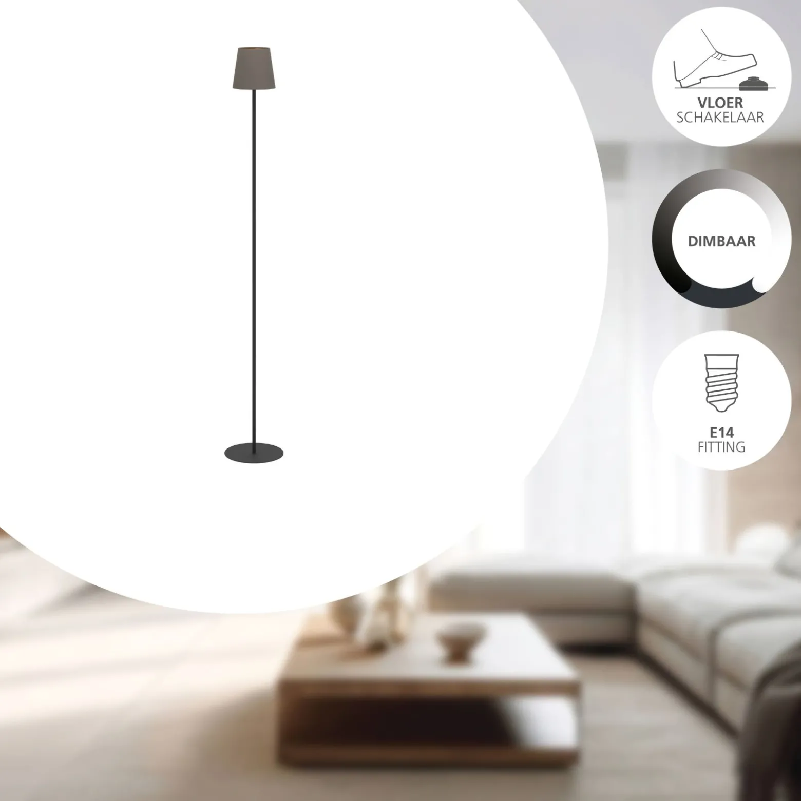 Eglo Golvlampa Fiorana Stål Svart Guld | Passande För 1x E14