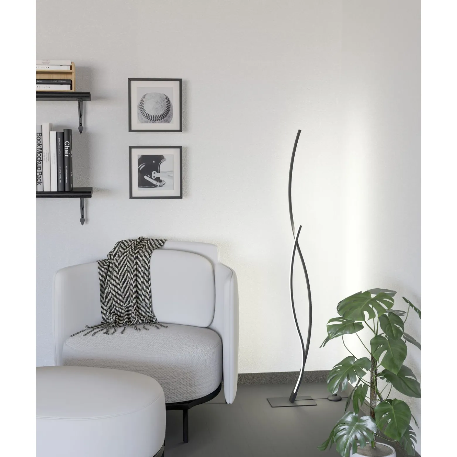Eglo Golvlampa Grisolia Stål Svart Vit 20W 2500lm - 840 Kallvit