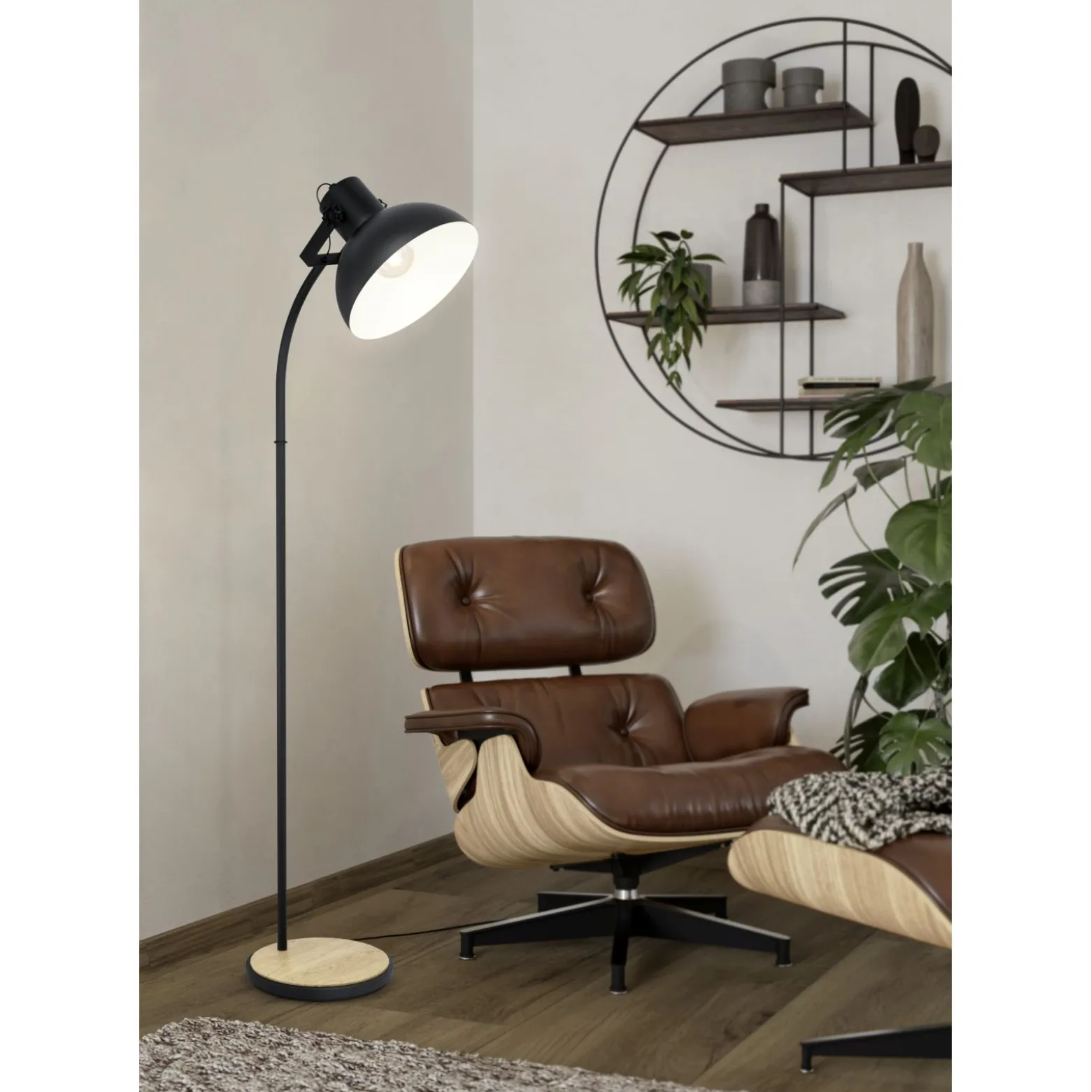 Eglo Golvlampa Lubenham Stål Svart Trä | Passande För 1x E27