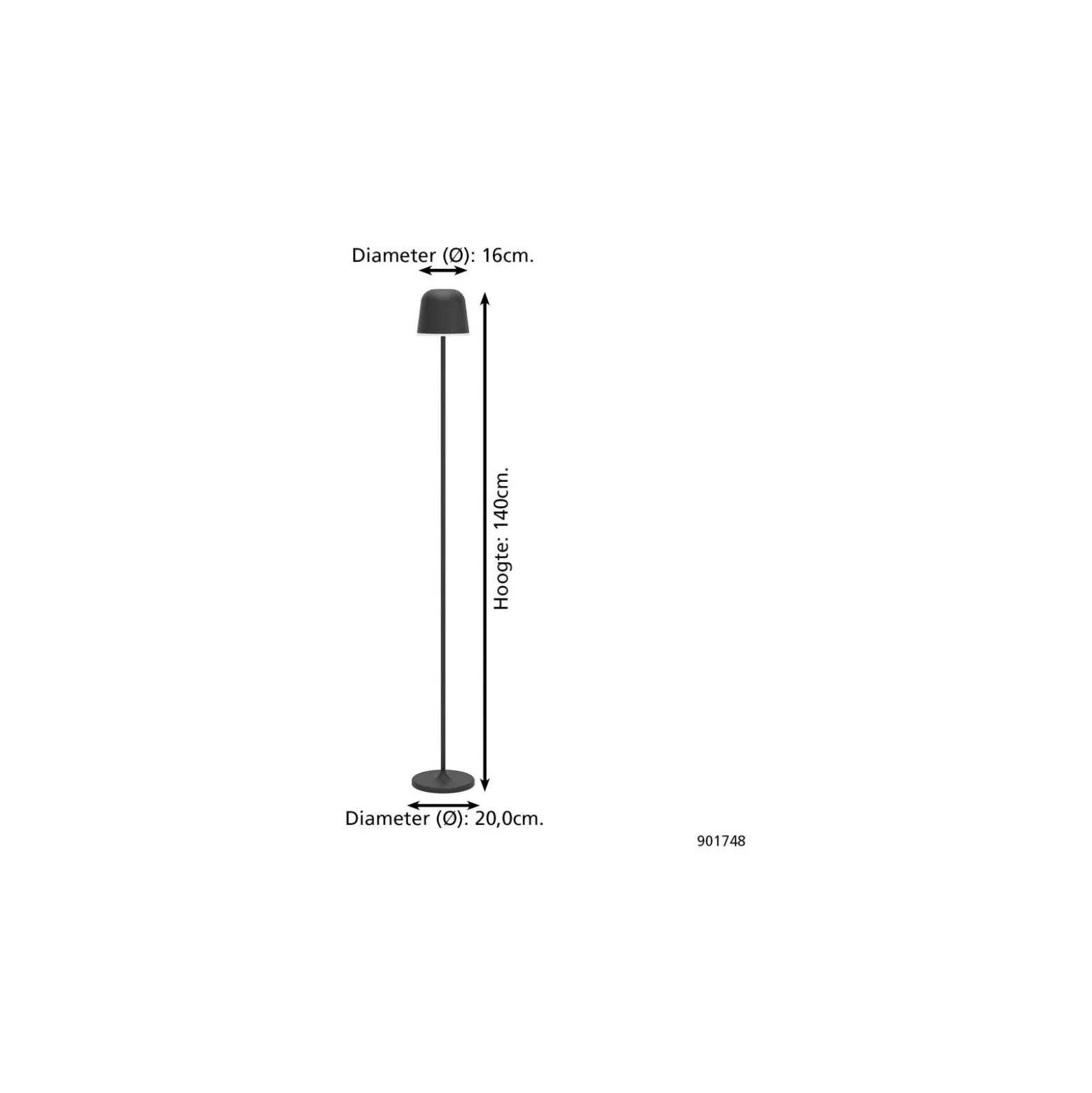 Eglo Golvlampa Mannera-L Aluminium Svart 4W 440lm - 824-830-840 CCT | IP54 - 3-Stegs Dimbar