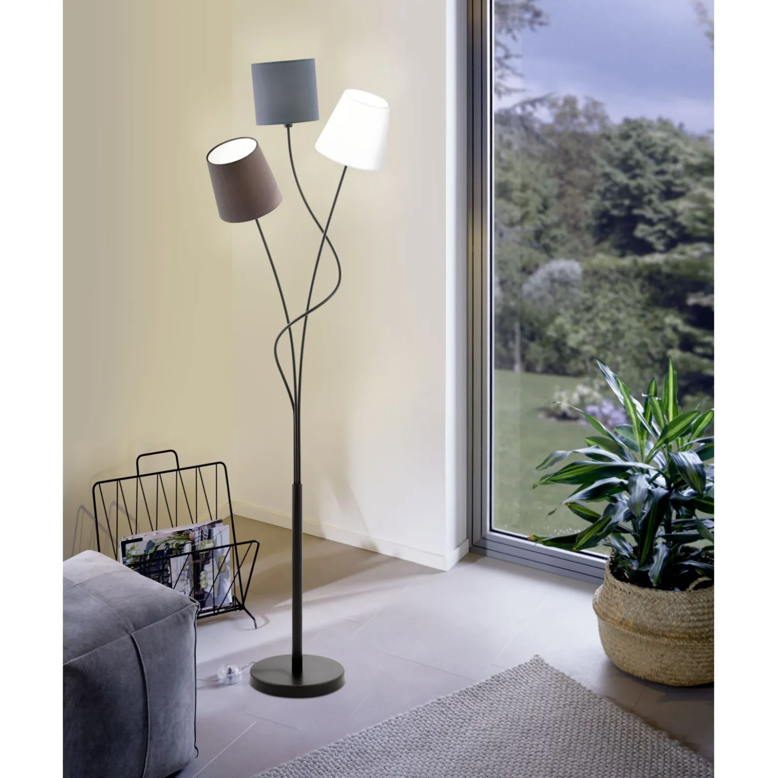 Eglo Golvlampa Maronda Stål Svart Vit | Passande För 3x E14