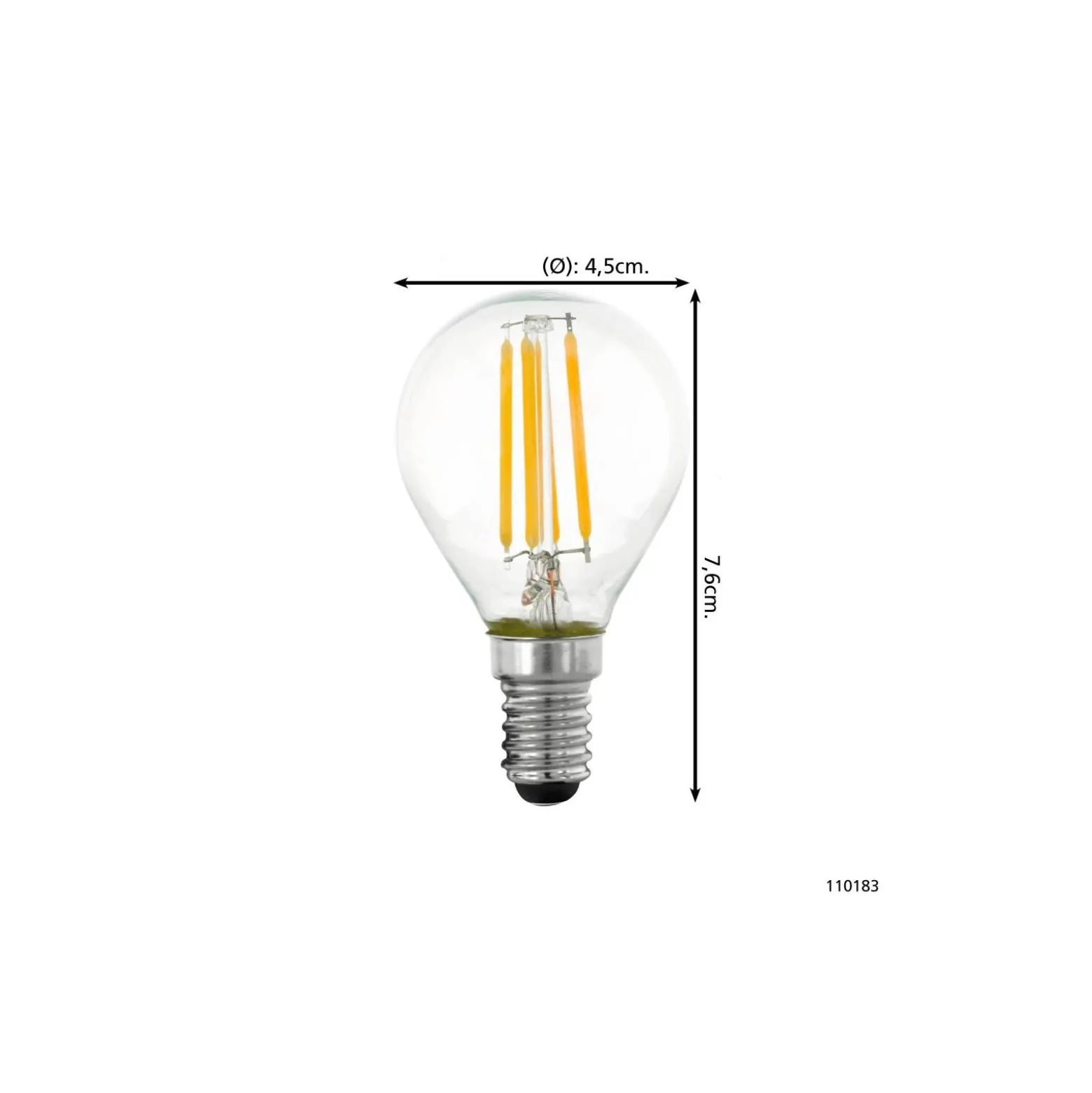 Eglo LED Boll E14 Filament Klar 4.5W 470lm - 827 Extra Varm Vit | Dimbar - Ersättare 40W