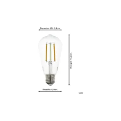 Eglo LED E27 Edison Klar Filament 6W 806lm - 822-865 Justerbar Vit | Zigbee Dimbar- Ersättare 60W