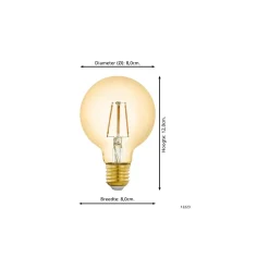 Eglo LED E27 Globe Ambar Filament 4.9W 500lm - 822 Extra Varm Vit | Zigbee Dimbar- Ersättare 40W