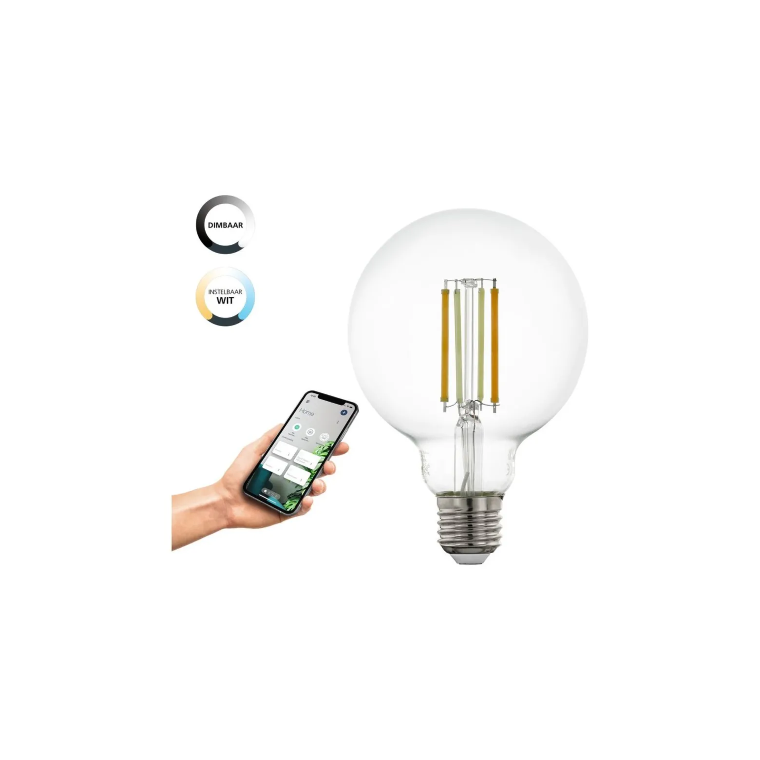 Eglo LED E27 Globe Klar Filament 6W 806lm - 822-865 Justerbar Vit | Zigbee Dimbar- Ersättare 60W