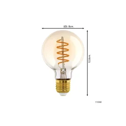 Eglo LED Globe E27 Filament Ambar 8W 806lm - 827 Extra Varm Vit | Dimbar - Ersättare 60W