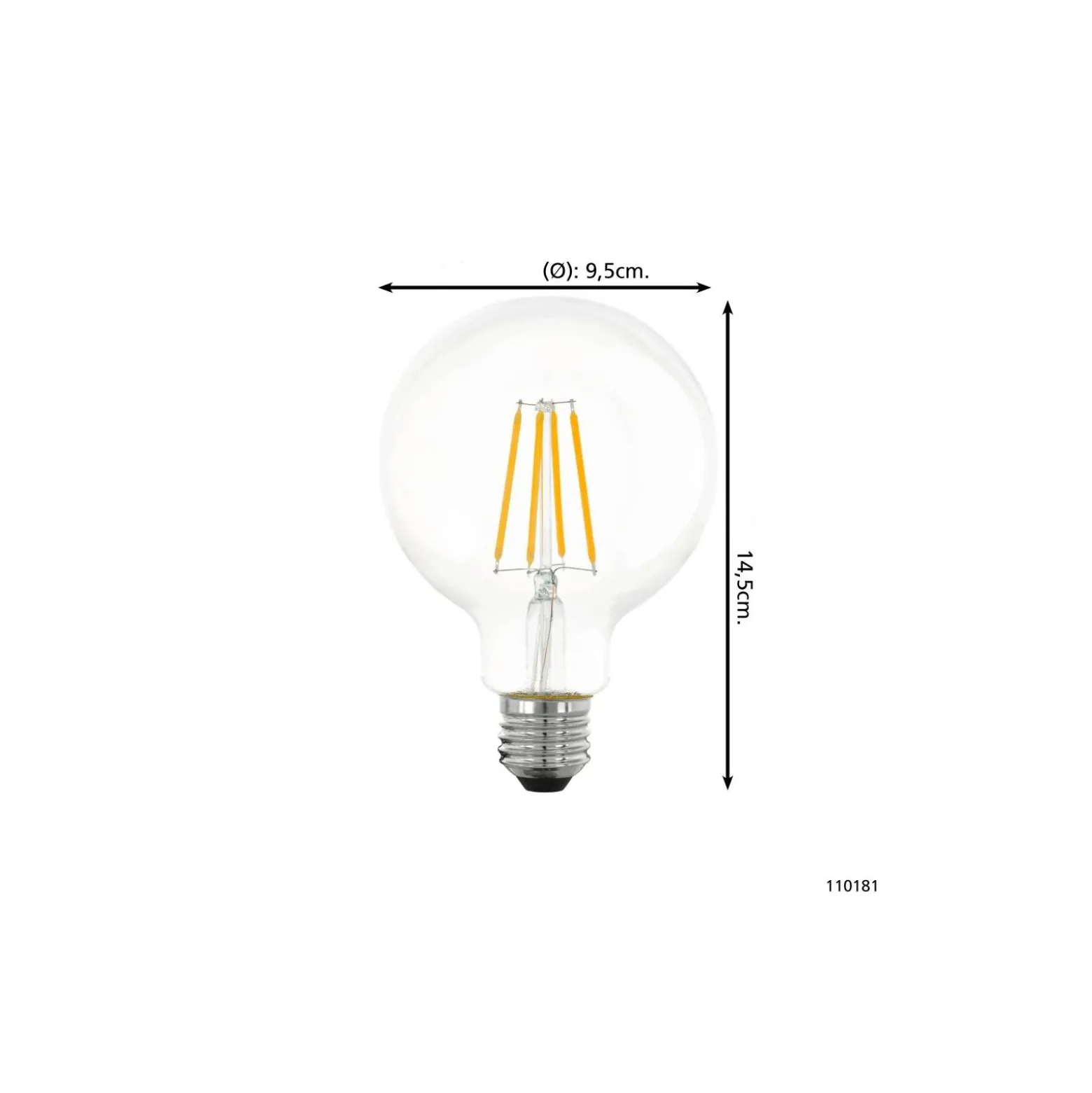 Eglo LED Globe E27 Filament Klar 7.3W 806lm - 827 Extra Varm Vit | Dimbar - Ersättare 60W